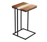 Table d'Appoint Carrée en Bois "Douglas" 55cm Naturel & Blanc