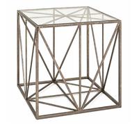 HAKU Möbel table d'appoint bronze, métal, verre trempé 8 mm - Dim.: L 50 cm x H 50 cm x P 50 cm, Style: Art Deco