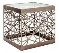 HAKU Möbel Table d'appoint Bronze, métal, Verre trempé 8 mm - Dim.: L 50 cm x H 50 cm x P 50 cm, Style: Art Deco