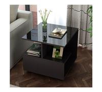 Table d'appoint carrée moderne avec 3 étagères de rangement pour salon ou chambre à coucher Noir 60 x 60 x 50 cm
