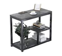 Table D'appoint Carrée Moderne En Bois, Bout De Canape De Salon, Petite Table Basse De Chambre, Avec 3 Étagères De Rangement Plaquées Marbre, Structure En Acier Robuste Et Durable(A,60X30X68CM)