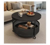 Table d'appoint/Chevet à 3 roulettes, avec étagère de Rangement, Petite Table Basse en métal for Salon, 60 x 60 x 45 cm(E)