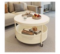 Table d'appoint/Chevet à 3 roulettes, avec étagère de Rangement, Petite Table Basse en métal for Salon, 60 x 60 x 45 cm(B)