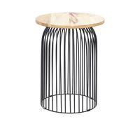Table d'Appoint Clair et Noir en Bois de Manguier Base en Cage Plateau Rond