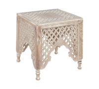 Beliani Table d'Appoint Marron Clair en Bois de Manguier Ajouré Oriental Bout de Canapé Kadma