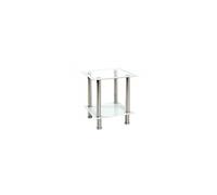 Table d'appoint coloris inox- blanc en métal - L 40 x P 40 x H 46 cm --