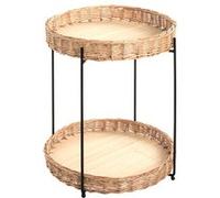 Table d'appoint coloris naturel et métal noir - Diamètre 42 x Hauteur 49 cm - PEGANE - Bois G