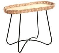 Table d'appoint coloris naturel et métal noir - Longueur 70 x Profondeur 33 x Hauteur 55 cm - -