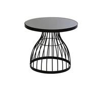 Table d'appoint Pegane Table d'appoint coloris noir en verre - D. 55 x H. 48,5 cm --