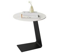Table d'appoint Cre Cra en Marbre Noir, Bout de Canapé, Petite, Chambre ou Salon, Métal Noir Basse