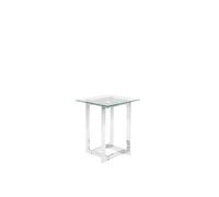 Table d'Appoint Plateau Carré en Verre Transparent et Support en Métal Argenté Design Moderne et Chic pour Salon ou Chambre au Style Glamour Beliani