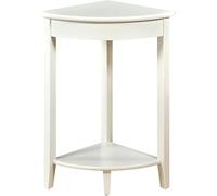 Table d'appoint d'angle en Bois Massif avec 2 étagères, étagère d'angle Triangulaire compacte, Table d'appoint de canapé for Salon, Chambre à Coucher, Petits espaces(White)