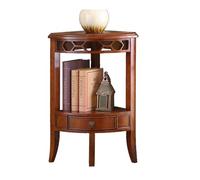 Table d'appoint d'angle triangulaire en bois massif en forme d'éventail pour salon et chambre à coucher, petite étagère avec tiroirs, couleur cerise, 48 x 48 x 78,7 cm, 2 styles disponibles