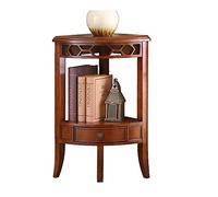 Table d'appoint d'angle triangulaire en bois massif en forme d'éventail pour salon et chambre à coucher, petite étagère avec tiroirs, finition cerise, 40 x 40 x 78,7 cm, 2 styles disponibles