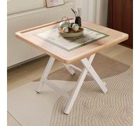 Table D'appoint De Camping Portable, Table Pliante D'extérieur En Bois, Table De Camping, Table Pliable Support En Acier Table De Plage Pour Cuisiner, Pique-nique, Bateau, Voyage(Natural,80x80x72cm)