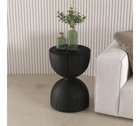 Table d'appoint de canapé en bois massif, table d'appoint et tabouret en forme de sablier pour l'intérieur et l'extérieur, convient à la base décorative du salon et du jardi Black 32*42cm/12.6*16.5in