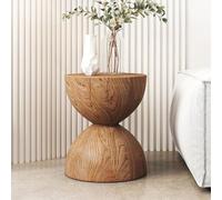 Table d'appoint de canapé en bois massif, table d'appoint et tabouret en forme de sablier pour l'intérieur et l'extérieur, convient à la base décorative du salon et du jard Walnut 32*42cm/12.6*16.5in