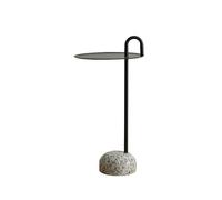 Table d'appoint de canapé en Fer Basse Maison Moderne d'angle Pierre Rangement avec poignée Table Basse Jardin(Noir)