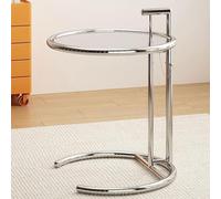 Table d'appoint de canapé en Forme de C, Table d'appoint Ronde en Verre à Hauteur réglable pour Salon, Chambre à Coucher, Bureau, Bureau d'ordinateur Portable, Verre trempé Transparent, tran