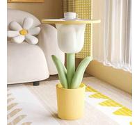 Table D'appoint De Canapé en Forme De Fleur, Petite Table Basse/Table D'appoint avec Plateau De Rangement, Grande Capacité De Rangement, Table De Chevet Moderne pour Salon(Yellow)