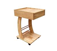 Table d'appoint de canapé Petite table basse canapé table d'appoint, table d'appoint mobile avec tiroir de rangement, table en forme de C avec roues for salon chambre petits espaces, couleur bois rust
