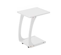 Table d'appoint de canapé pivotante à 360 °, avec roulettes, plateau d'ordinateur portable, table de nuit avec étagère de rangement à 2 niveaux, petit bureau à café(White,40x46 cm)