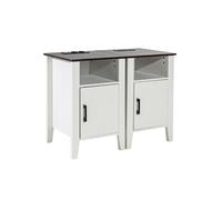 VEVOR Table d'appoint de ferme, lot de 2, table de chevet carrée avec ports et prises USB, table d'appoint à 3 niveaux avec armoire de rangement et lumières LED, pour salon, chambre, bureau, blanc