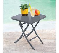 Table d'appoint de jardin carrée ""Greensboro"" graphite 40x40cm en acier traité époxy - Hespéride