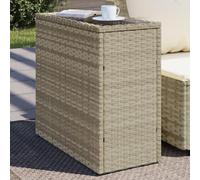 Table d'appoint de jardin en rotin synthétique avec plateau en verre trempé gris clair,meuble d'extérieur élégant pour terrasse et jardin,cadre en acier résistant,dimensions 58x27.5x55.5 cm