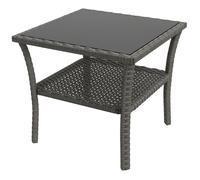 Table d'appoint de jardin - Outsunny - 2 niveaux - avec plateau en verre trempé - en acier galvanisé, résine tressée - gris