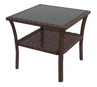 Outsunny - Table basse de jardin 50x50x45 cm, plateau verre trempé, résine tressée chocolat