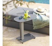 Table d'appoint de jardin ovale VENUZIA Graphite 50 x 30 cm - Aluminium traité époxy Hespéride