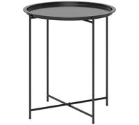 Table D'appoint De Jardin Pliable - Table Basse Extérieure - Dia. 46 X 50h Cm - Acier Époxy Noir