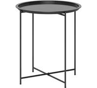 Outsunny Table basse ronde – Plateau amovible bord relevé, pieds pliables, cadre acier – Noir