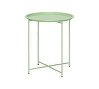 Petite table basse - Outsunny - ronde - plateau amovible avec bord relevé, pieds pliables - cadre en acier - vert