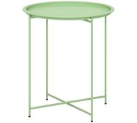 Outsunny Table d'appoint ronde – Plateau amovible, pieds pliables, cadre acier – Vert