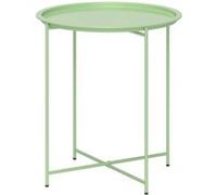 Outsunny Table d'appoint ronde – Plateau amovible, pieds pliables, cadre acier – Vert