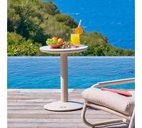 Hespéride – Table d'appoint de jardin Soletia – Pierre frittée 40 x 40 x 50 cm – Argile