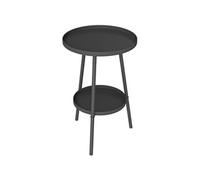 Outsunny Petite table d'appoint ronde à 2 niveaux en métal pour jardin, terrasse, salon, balcon Noir