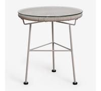 Table D'appoint De Jardin Ronde En Fer Et Osier Synthétique (Ø45 Cm) Acapulco Brun Moka Marron