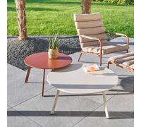 Table d'appoint de jardin ronde SAONA Acajou D.70 cm - Acier traité époxy, Traitement anti-rouille renforcé Hespéride