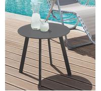 Table d'appoint de jardin ronde ""Saona"" graphite mat 50x45cm en acier cataphorèse - Hespéride