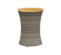 Table d'appoint de jardin rotin gris bois massif forme tambour extérieur 368297