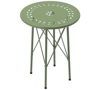 Table D'appoint De Jardin - Table Basse Extérieure - Dia. 40 X 50h Cm - Acier Époxy Vert