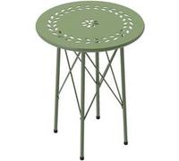 Outsunny Petite Table d'appoint Ronde, Table de Jardin, avec découpe en Forme de Fleur et Feuilles, pour terrasse, Salon, Balcon en Acier, Vert
