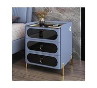 Table d'appoint de station de chargement sans fil avec serrure, armoire de chevet intelligente, table de chevet LED avec USB, 3 tiroirs - Table de chevet en bois - Organisez et chargez vos appareils