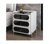 Table d'appoint de station de chargement sans fil avec serrure, armoire de chevet intelligente, table de chevet LED avec USB, 3 tiroirs - Table de chevet en bois - Organisez et chargez vos appareils