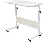 Table d'appoint de Style Industriel - SOGESHOME - Blanc - Réglable en hauteur - Roulettes orientables