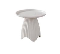 Table d'Appoint - DECONATION - Design effet Drapé - Blanc - H 43 cm - D 48 cm