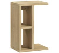 Table D'appoint Design Bout De Canapé 3 Niveaux 2 Niches Dim. 40 X 29,8 X 60 Cm Effet Bois Chêne Clair